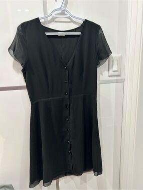 Wilfred Black V-Neck Button-Front Mini Dress